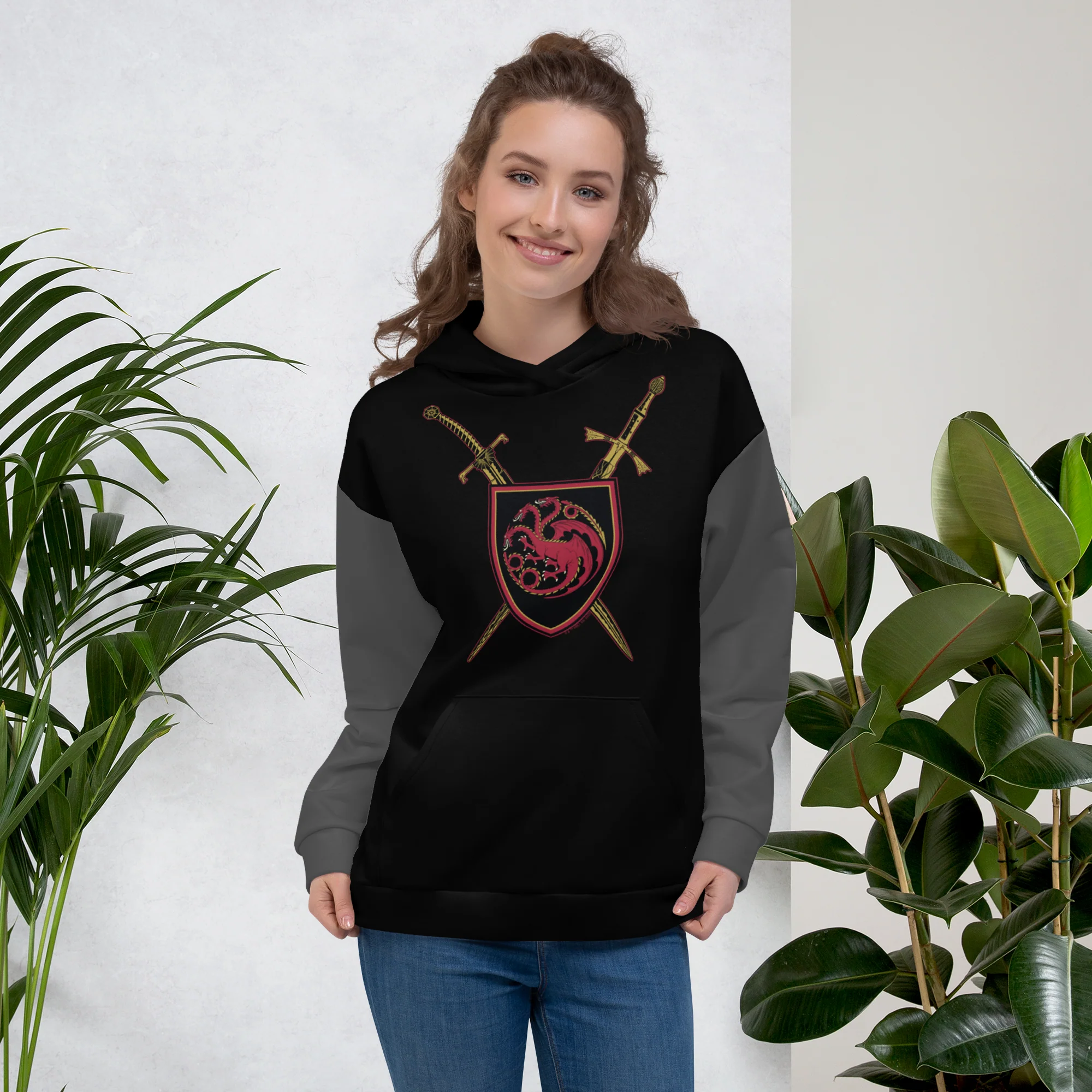 House of the Dragon Swords Unisex Colour Block Hoodie - Image 3