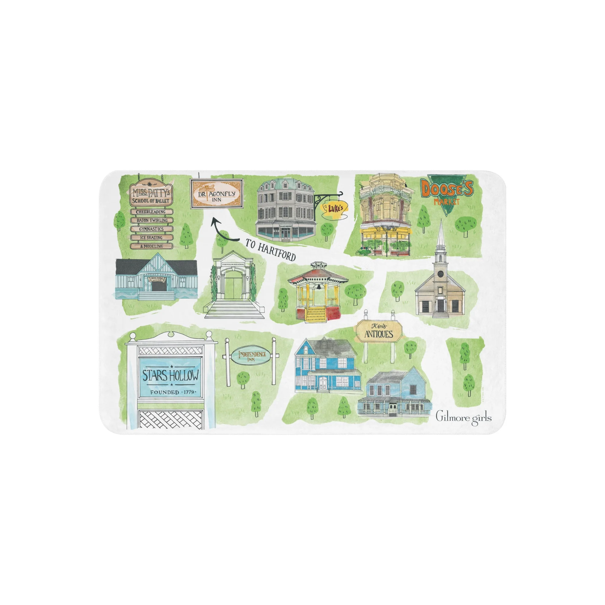Gilmore Girls Stars Hollow Map Sherpa Blanket - Image 3
