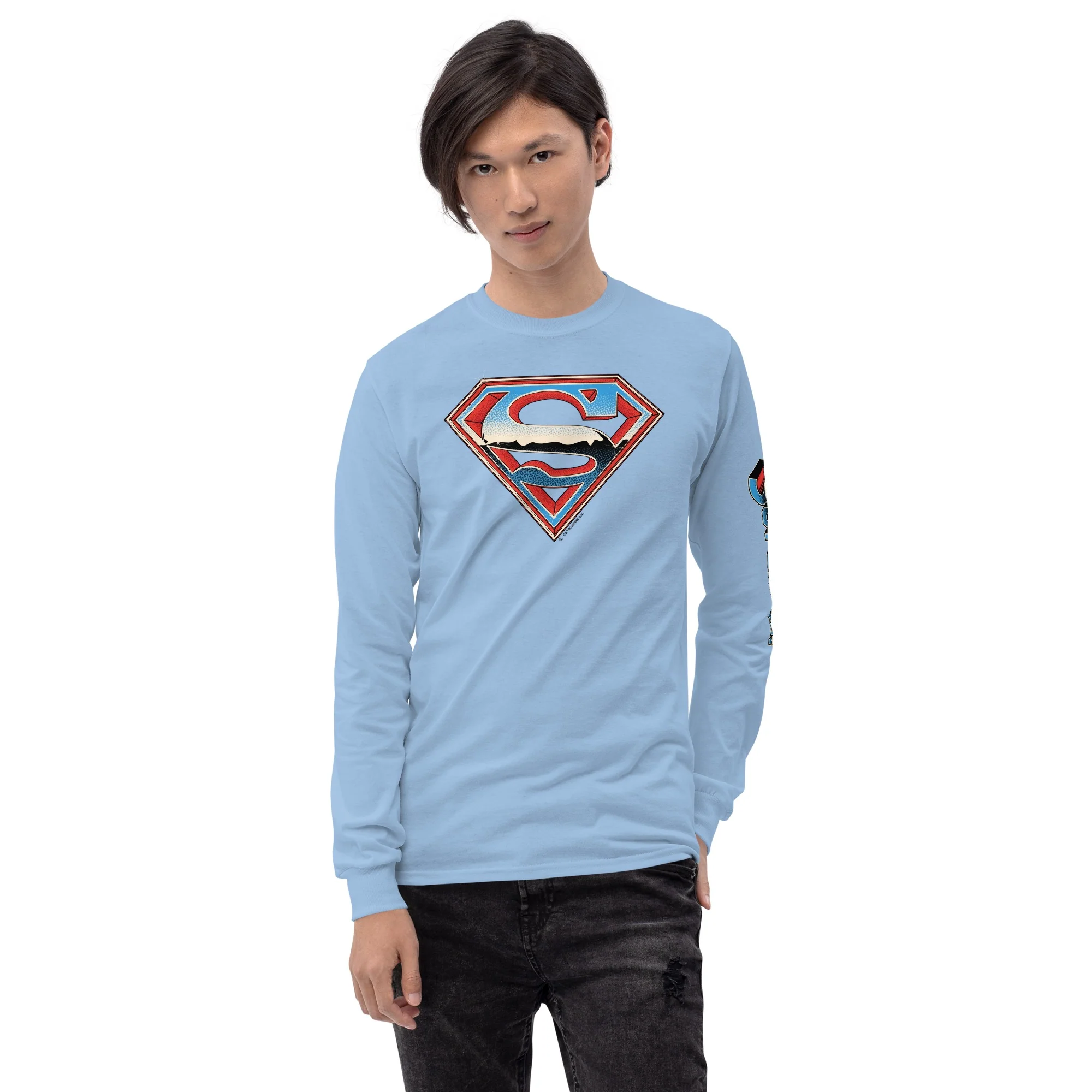 Superman Retro Logo Adult Long Sleeve T-Shirt - Image 3